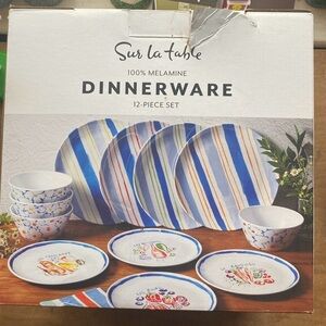 Sur La Table 12-Piece Multicolor Melamine Dinnerware Set 4 Place Settings